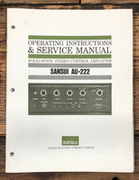 Sansui AU-222 Amplifier Owner & Service Manual *Original*