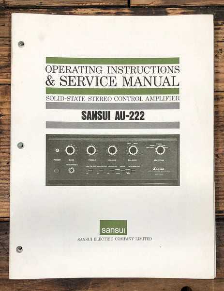 Sansui AU-222 Amplifier Owner & Service Manual *Original*