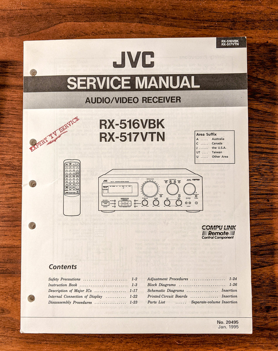 JVC R-516 RX-517 VBK VTN Receiver Service Manual *Original*