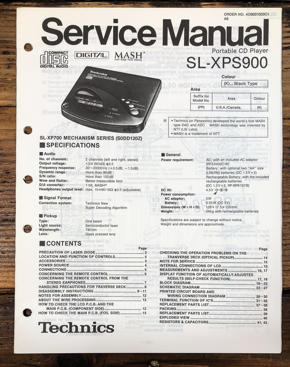 Technics SL-XPS900 CD Player Service Manual *Original*