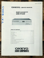 Onkyo TX-6000 Receiver  Service Manual *Original*