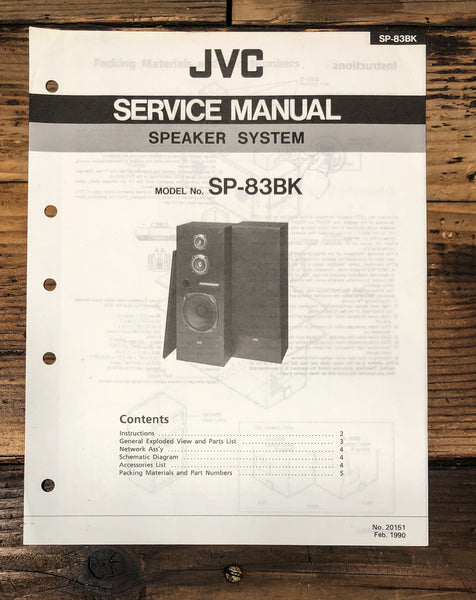 JVC SP-83 BK Speaker Service Manual *Original*