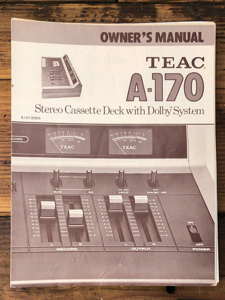 Teac Model A-170 Cassette  Owner / User Manual *Original*