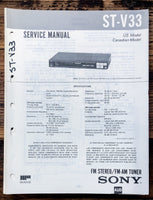 Sony ST-V33 Tuner  Service Manual *Original*