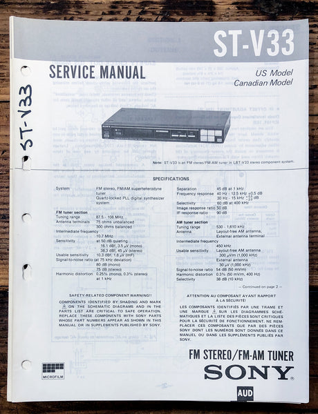 Sony ST-V33 Tuner  Service Manual *Original*