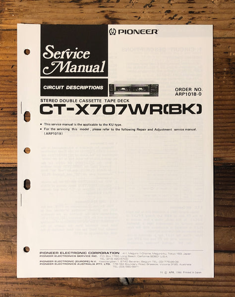 Pioneer CT-X707WR Cassette  Service Manual *Original* #2