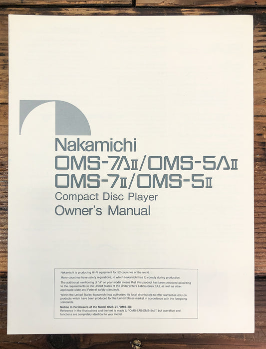 Nakamichi OMS-5A II OMS-7 II OMS-5 II  Service Manual *Original*