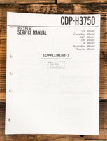 Sony CDP-H3750 CD Player Supp. Service Manual *Original*
