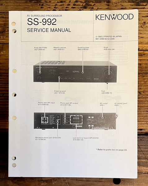 Kenwood SS-992 Processor  Service Manual *Original*