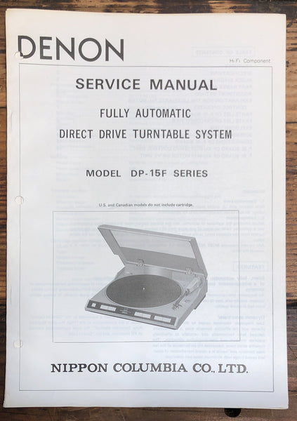 Denon DP-15F Record Player / Turntable  Service Manual *Original*