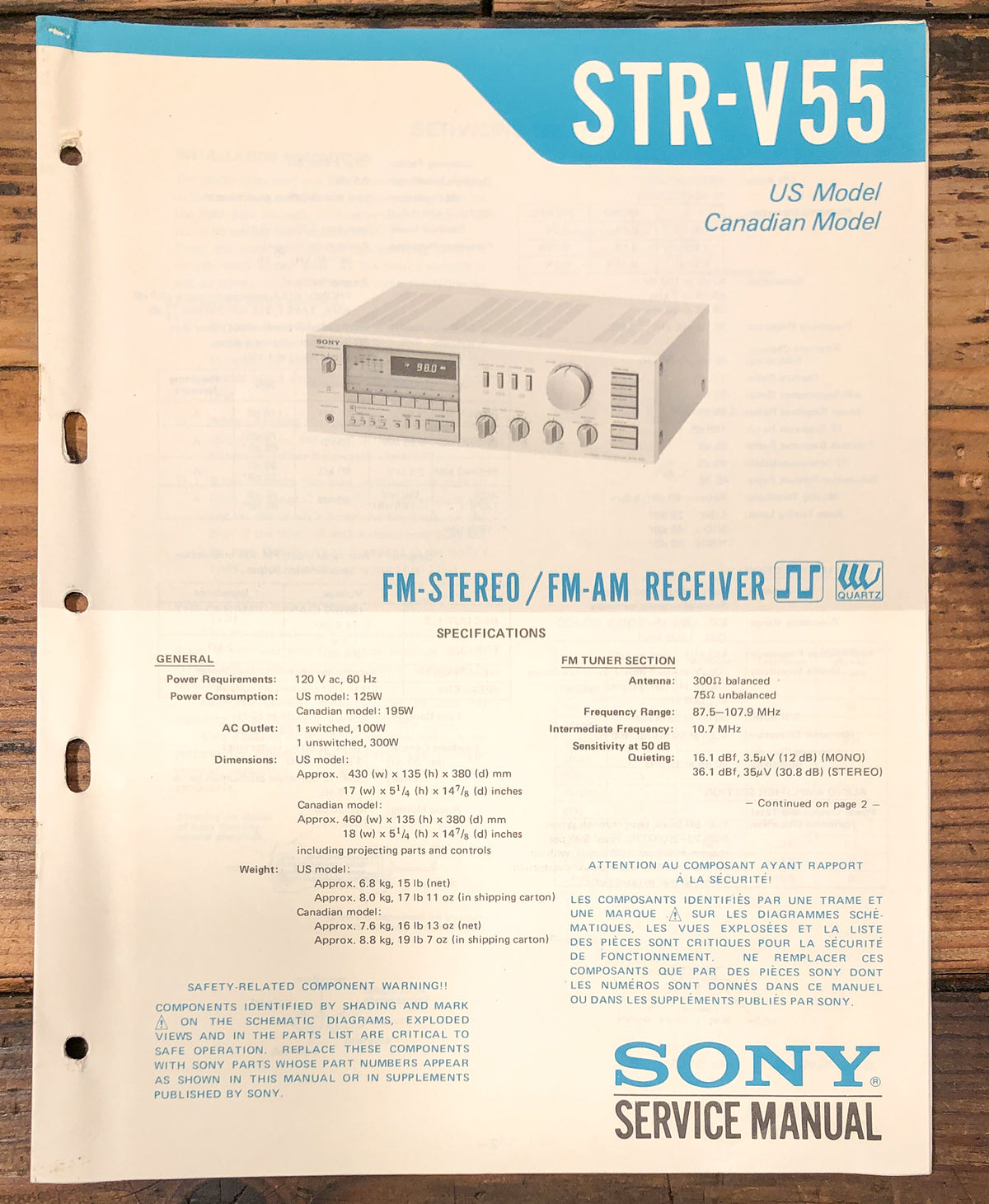 Sony STR-V55 Receiver Service Manual *Original*