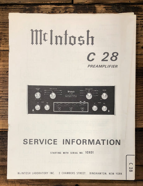 McIntosh C-28 C28 Preamp / Preamplifier  Service Manual *Original* #1