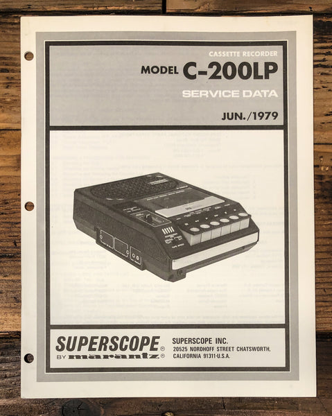 Superscope C-200 LP C-200LP Portable Cassette Service Manual *Original*