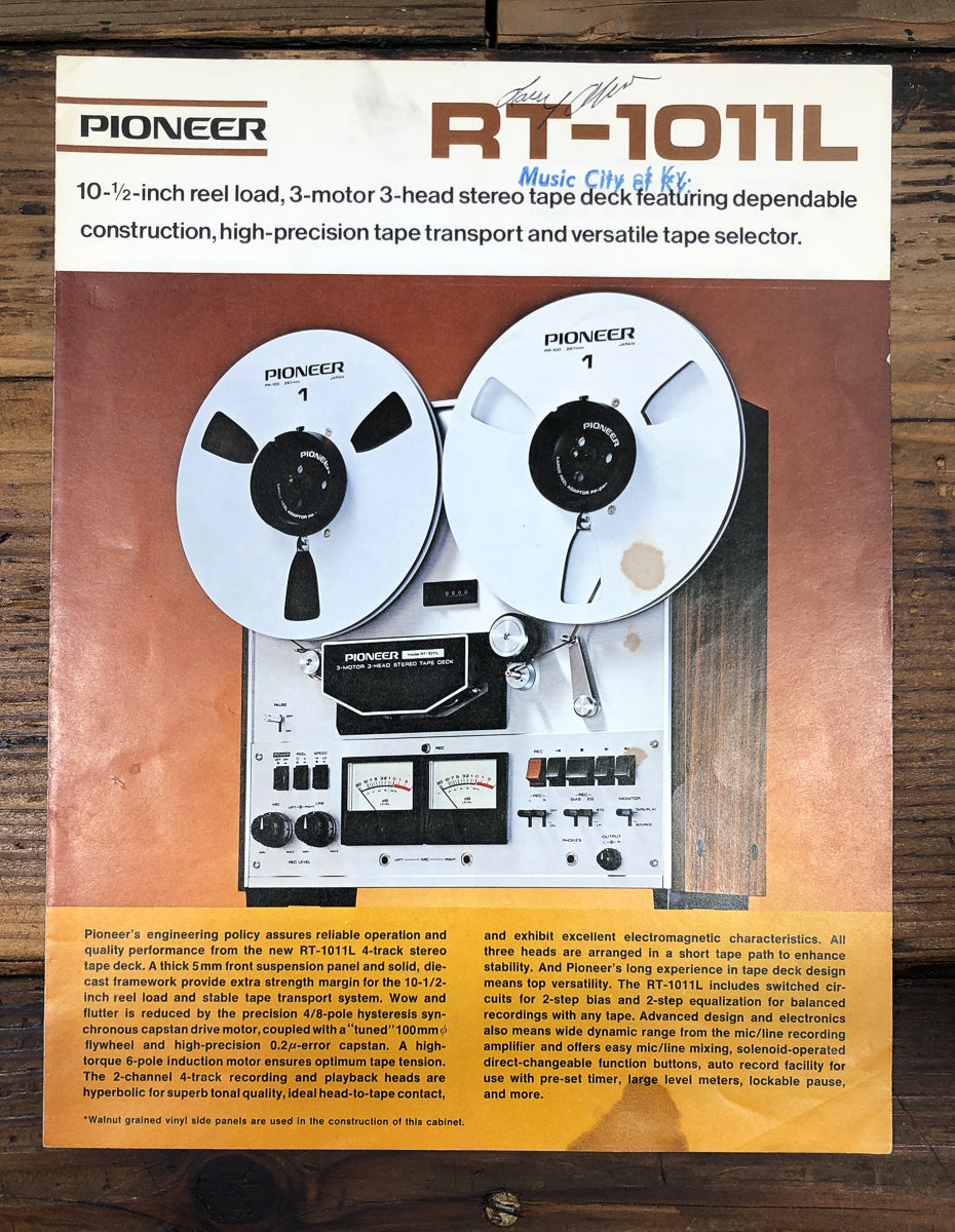 Pioneer RT-1011L Reel to Reel 3pg Foldout Dealer Brochure *Original*
