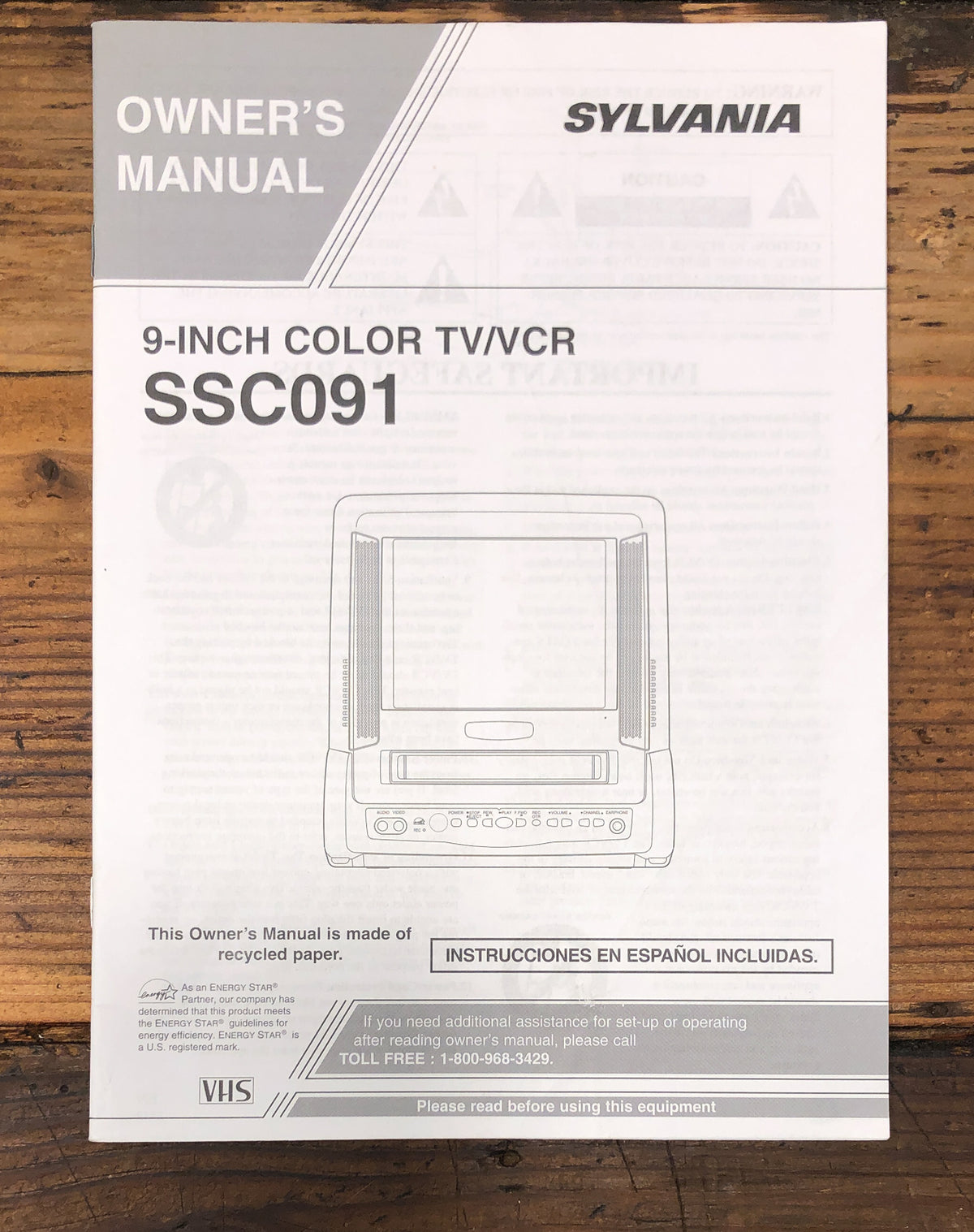 Sylvania SSC091 TV VCR Owners / User Manual *Original*