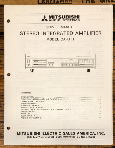 Mitsubishi DA-U11 Amplifier  Service Manual *Original*