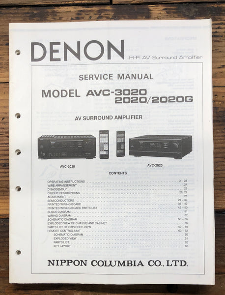 Denon AVC-2020 AVC-3020 Surround Amplifier  Service Manual *Original*