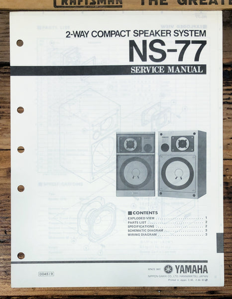 Yamaha NS-77 Speaker  Service Manual *Original*