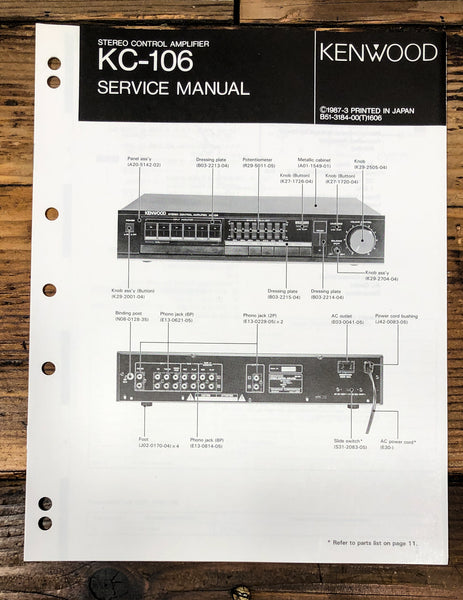 Kenwood KC-106 Preamp / Preamplifier  Service Manual *Original*