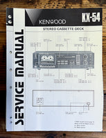 Kenwood KX-54 Cassette  Service Manual *Original*