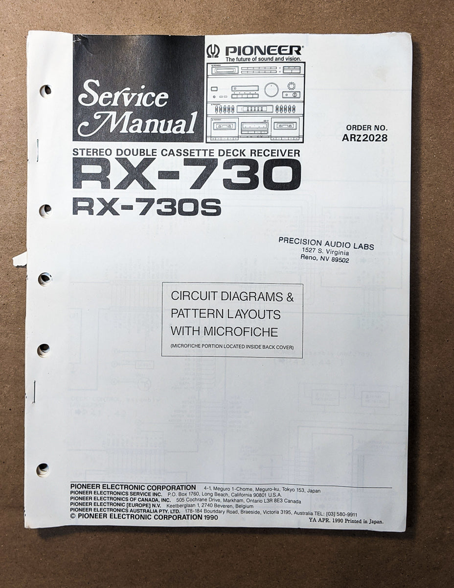 Pioneer RX-730 RX-730S Receiver Service Manual *Original*