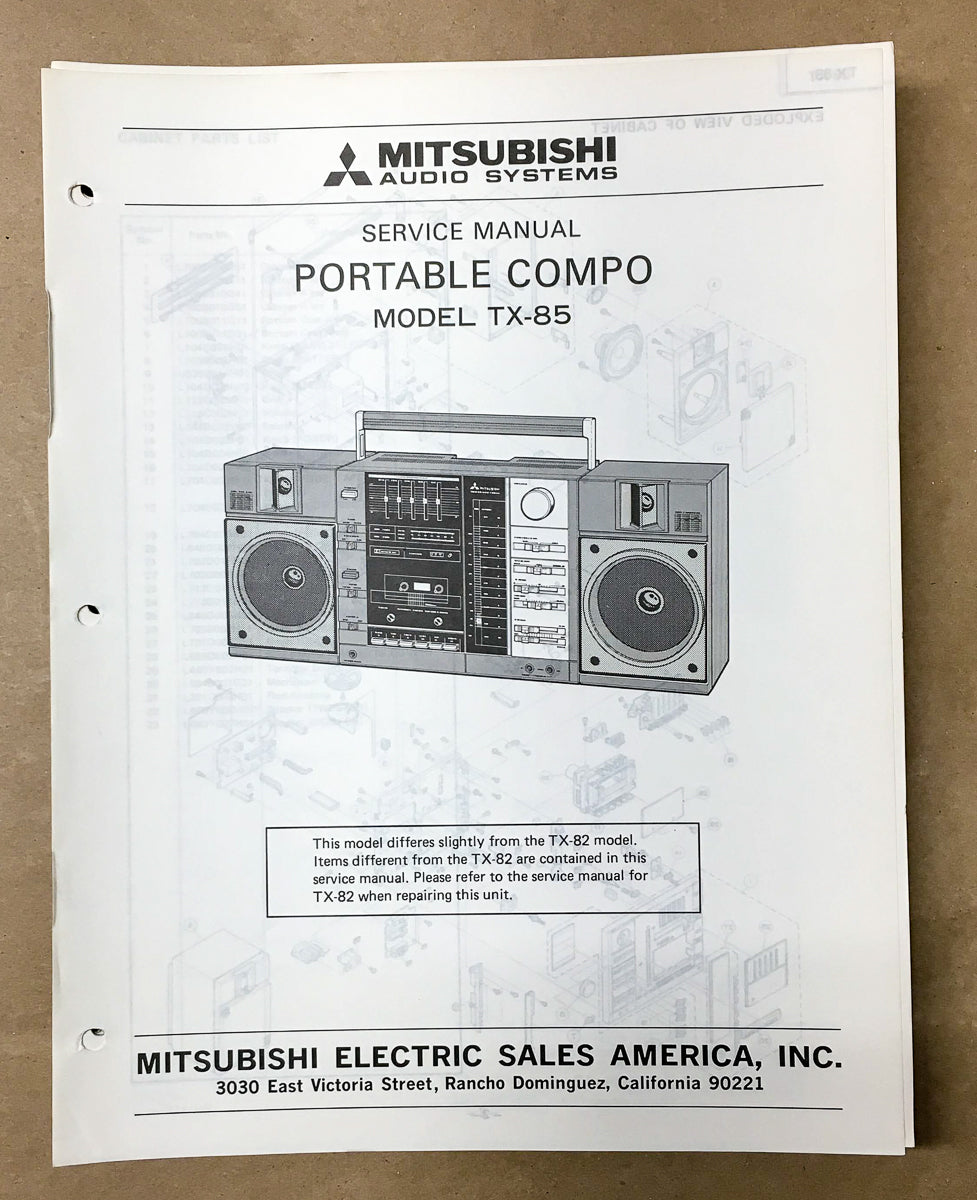 Mitsubishi TX-85 Portable Stereo Service Manual *Original*