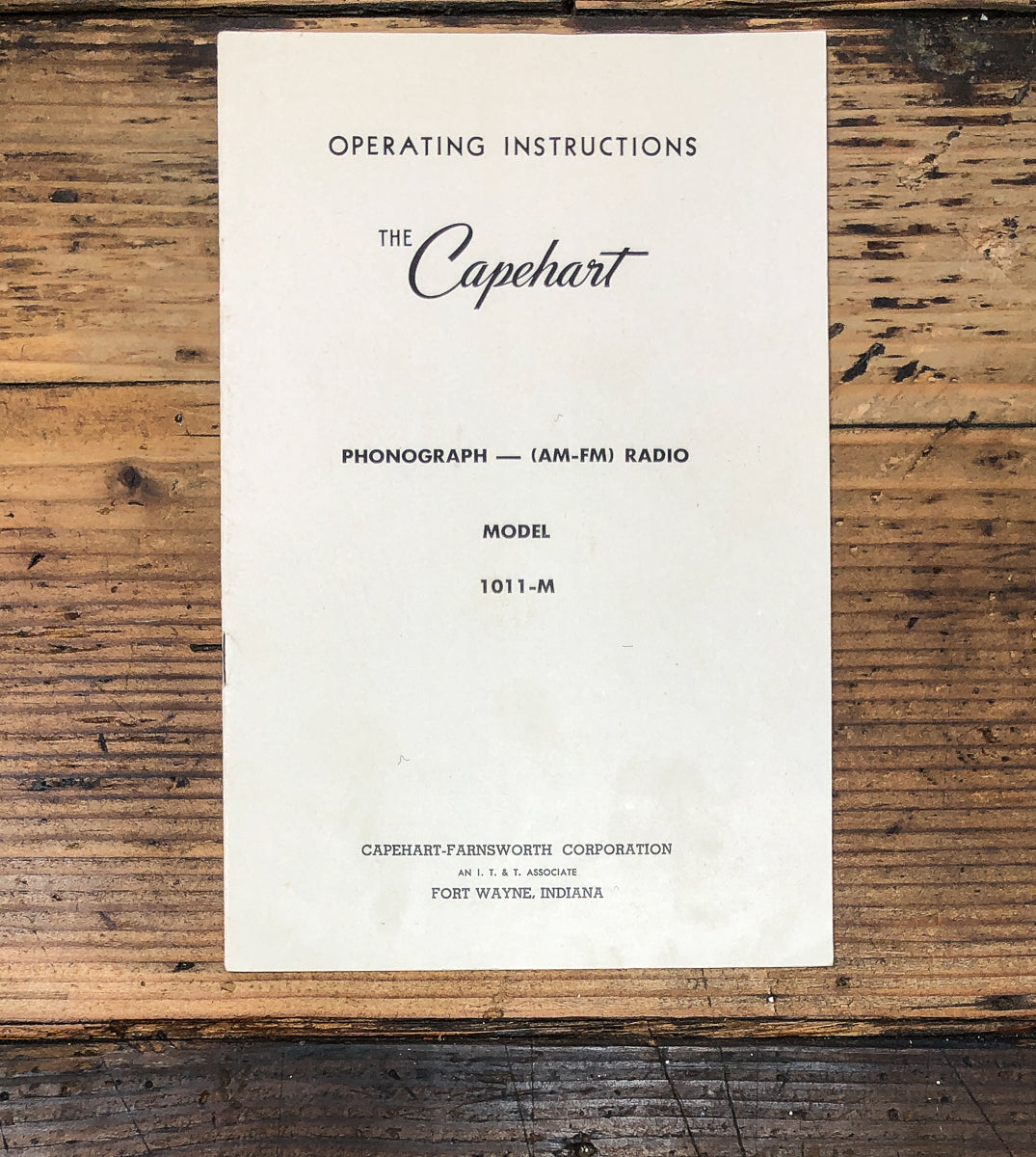 Capehart Model 1011-M Radio Phonograph Owners / User Manual *Original*