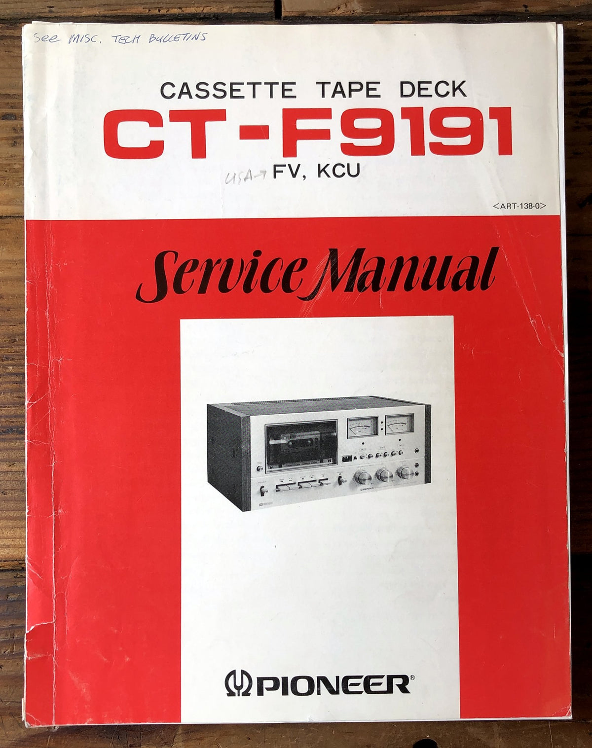 Pioneer CT-F9191 Cassette Deck Service Manual *Original*
