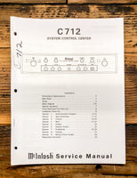 McIntosh C712 C-712 Preamp / Preamplifier  Service Manual *Original*