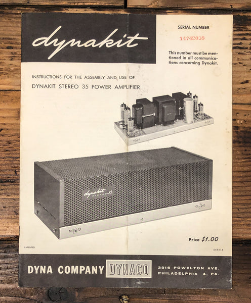 Dynaco / Dynakit Stereo 35 ST-35 Amplifier Assembly & Service Manual *Original*