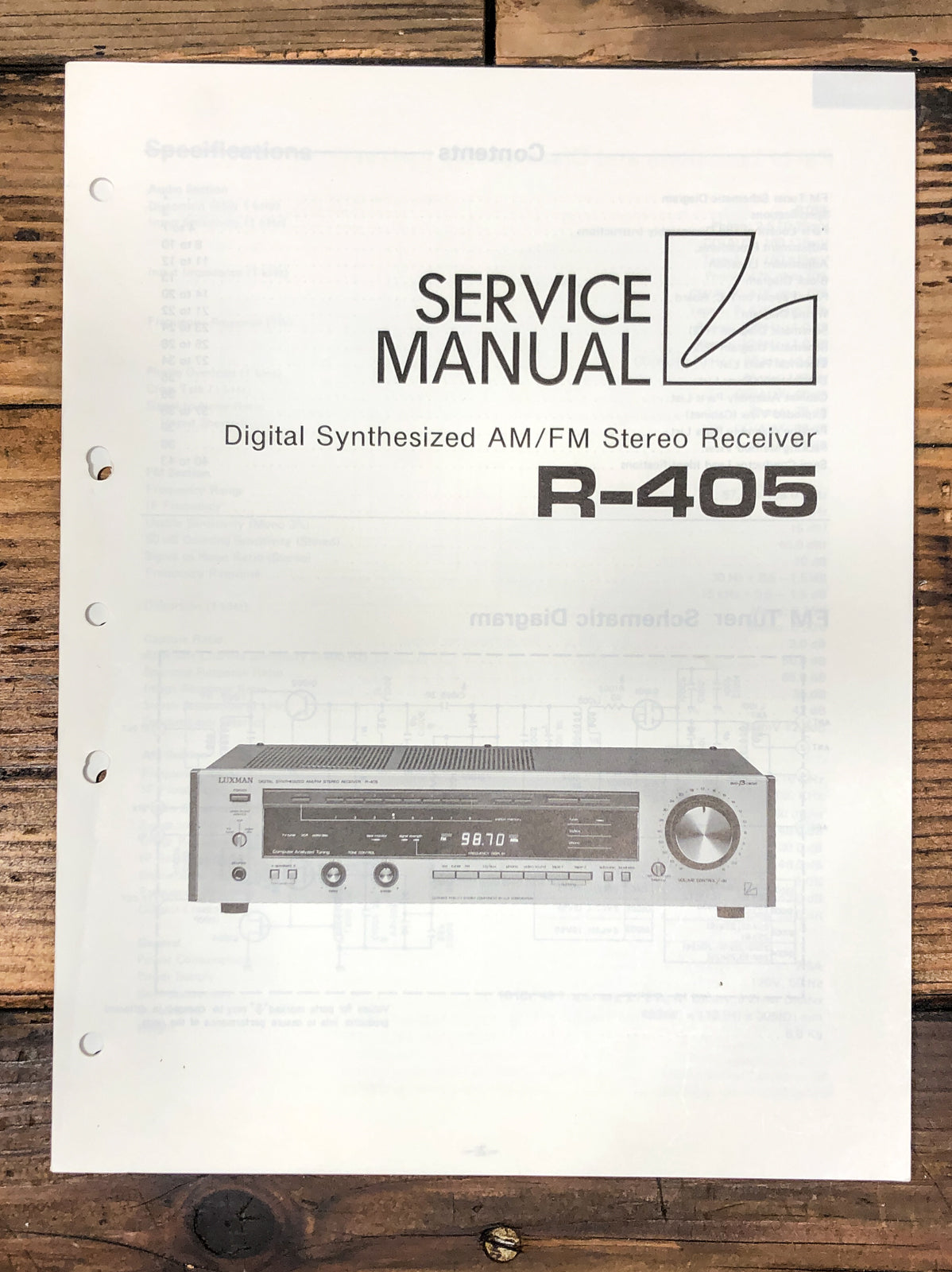 Luxman R-405 Receiver  Service Manual *Original*