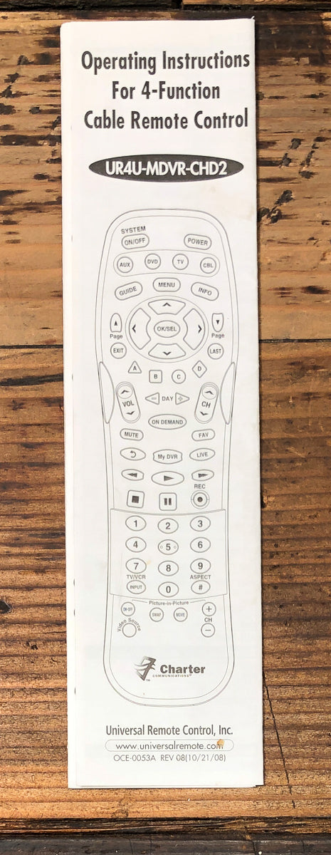 Universal Remote UR4U0MDVR-CHD2 Remote Control Owners / User Manual *Original*