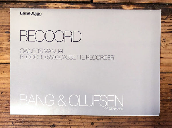 B&O Bang Olufsen Beocord 5500 Cassette  Owner / User Manual *Original*