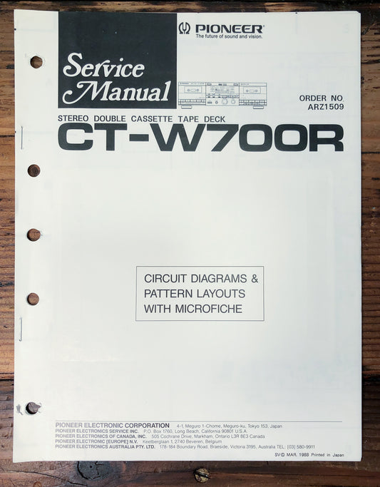 Pioneer CT-W700R Double Cassette Deck Service Manual *Original*