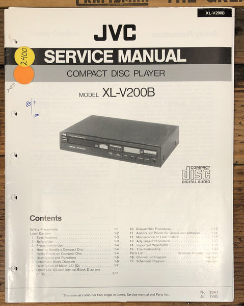 JVC XL-V200B CD Player Service Manual *Original*