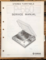 Yamaha P-550 Record Player / Turntable  Service Manual *Original*