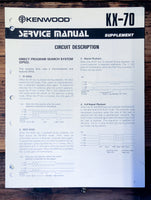 Kenwood KX-70 Cassette Supp. Service Manual *Original*