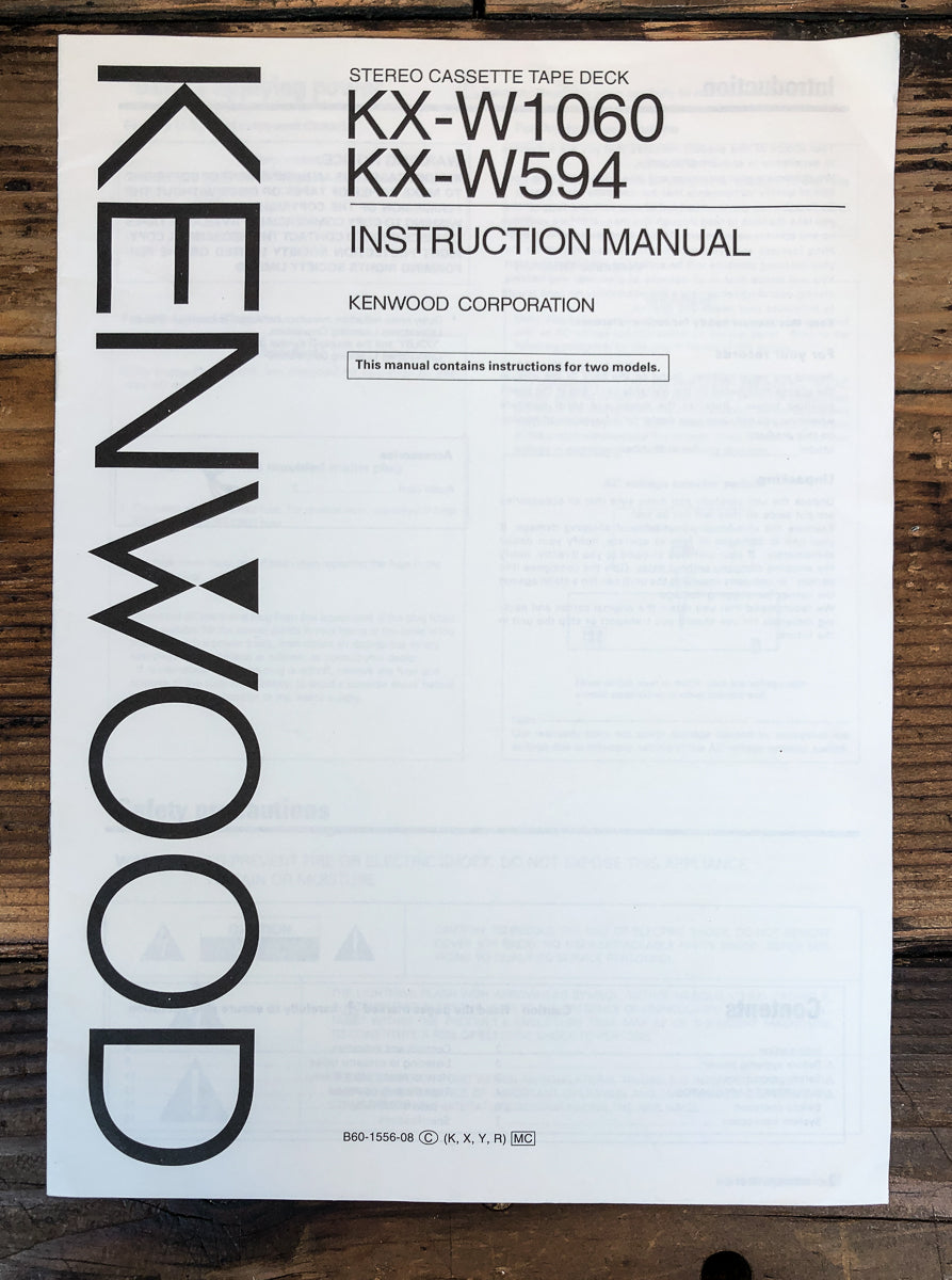 Kenwood KX-W1060 KX-W594 Cassette Owners / User Manual *Original*