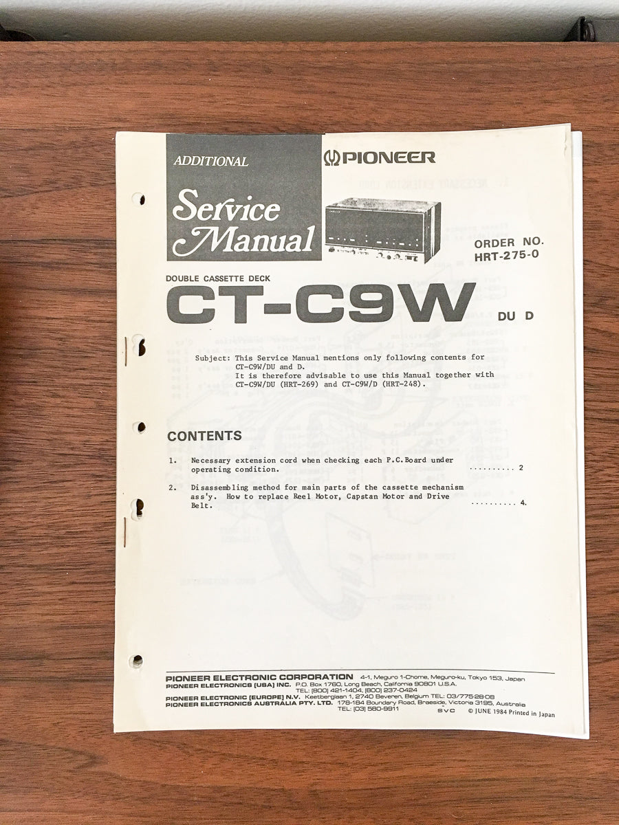 Pioneer CT-C9W Cassette Service Manual *Original*