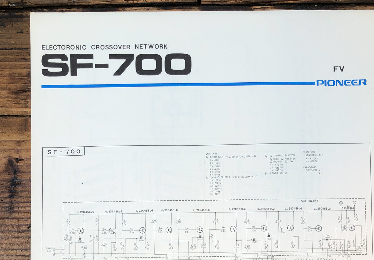 Pioneer SF-700 Crossover Fold Out Schematic *Original*