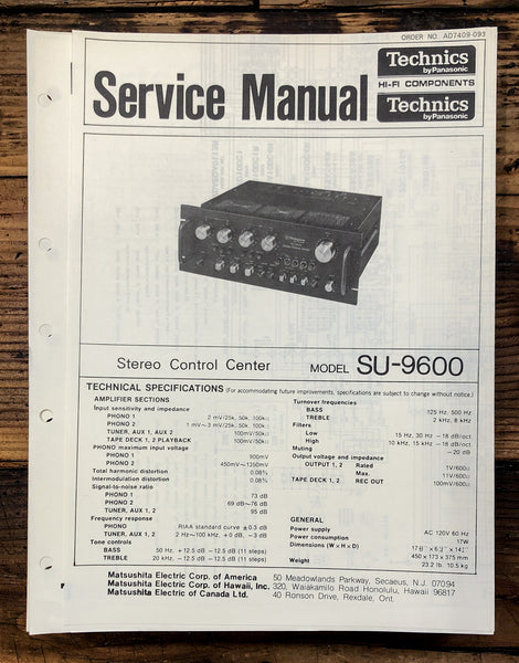 Technics SU-9600 Control Center  Service Manual *Original*