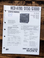 Sony HCD-A190 HCD-D150 HCD-G1000 Stereo  Service Manual *Original*