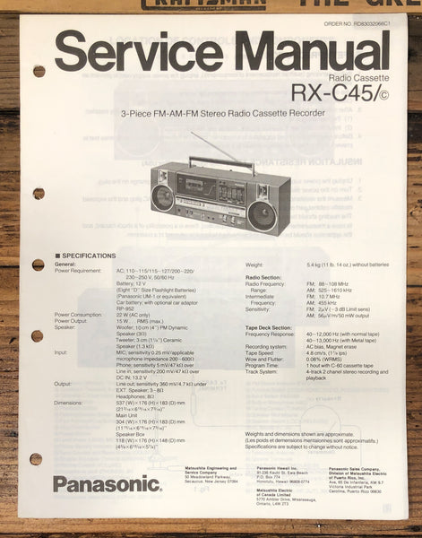 Technics RX-C45 Portable Stereo Service Manual *Original*