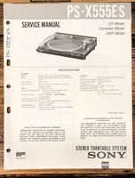 Sony PS-X555ES Record Player / Turntable  Service Manual *Original*