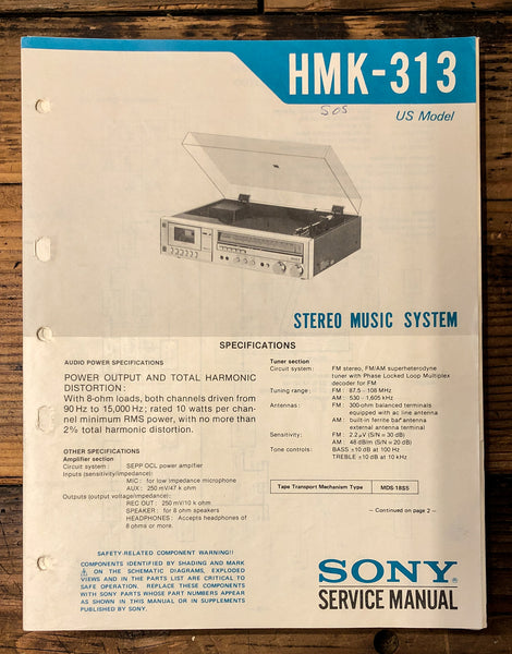 Sony HMK-313 Stereo  Service Manual *Original*