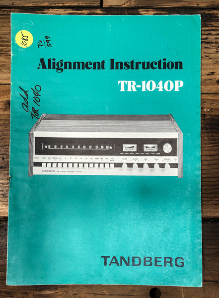 Tandberg TR-1040P Tuner AlignmentService Manual *Original*