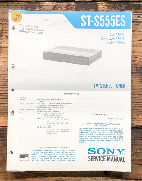 Sony ST-S555ES Tuner  Service Manual *Original*