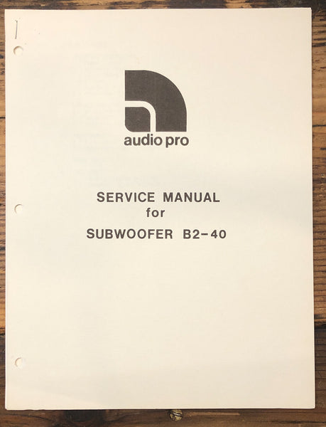 Audio Pro BS-40 Subwoofer  Service Manual *Original*