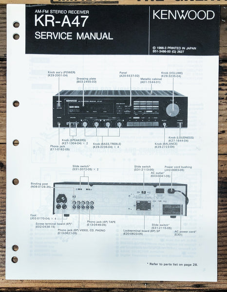 Kenwood KR-A47 Receiver  Service Manual *Original*