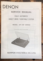 Denon DP-23F Record Player / Turntable Service Manual *Original*